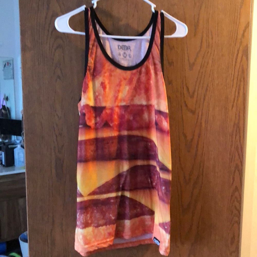Deter clothing bacon cheeseburger all over print tank top size medium